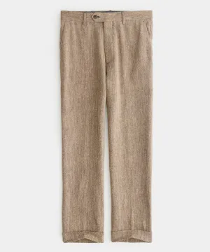Italian Linen Silk Madison Trouser in Light Brown