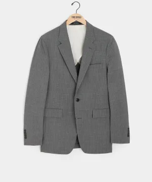Italian Wool Sutton Jacket in Grey Pinstripe