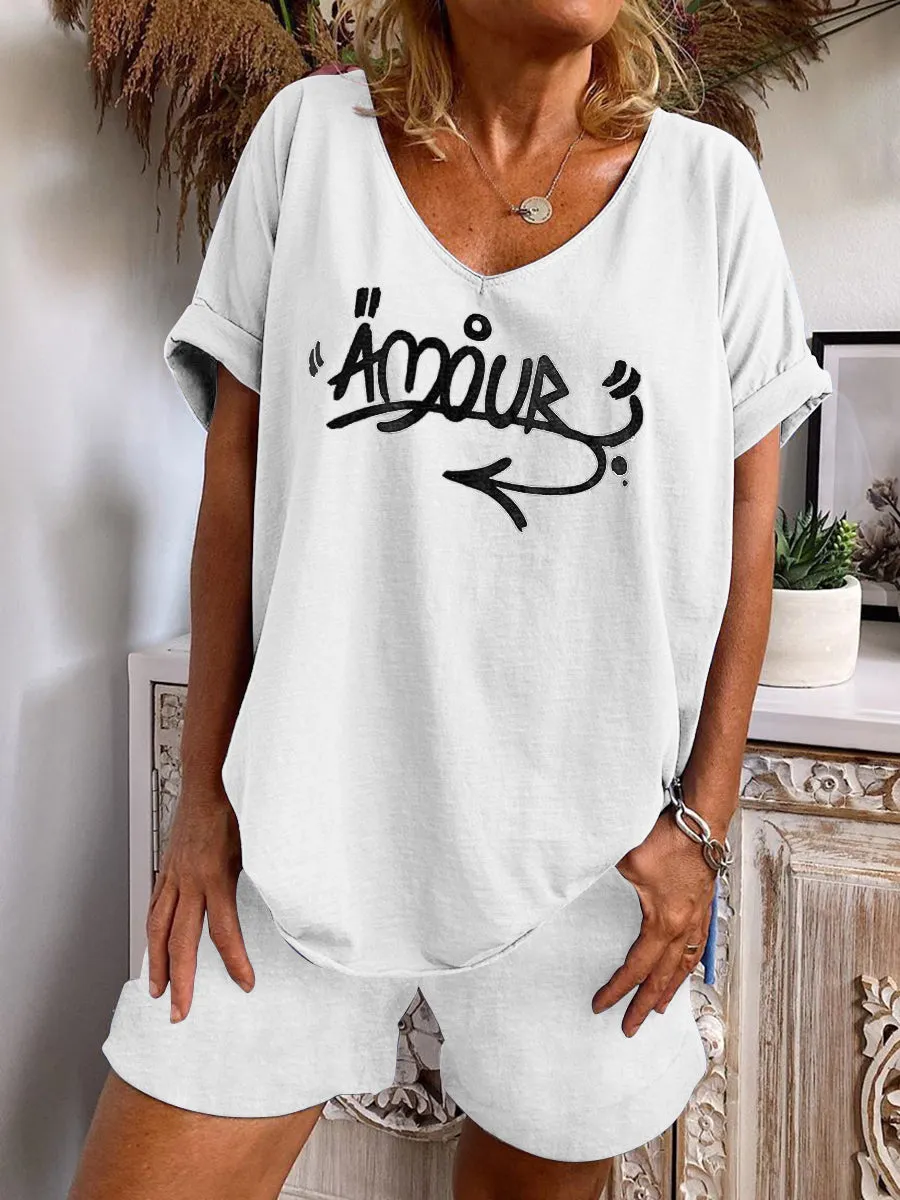 Letter Printed Casual Suit