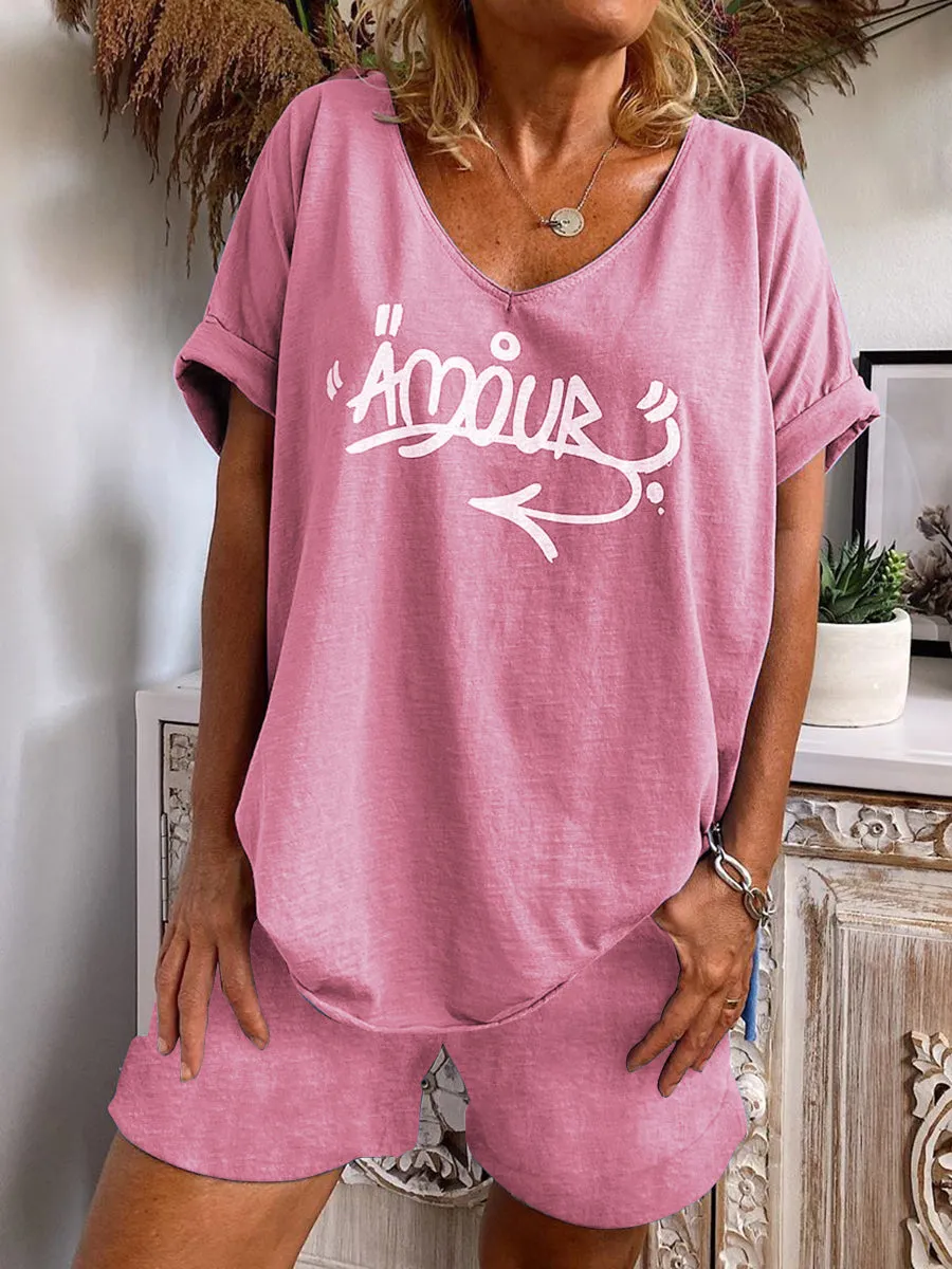 Letter Printed Casual Suit