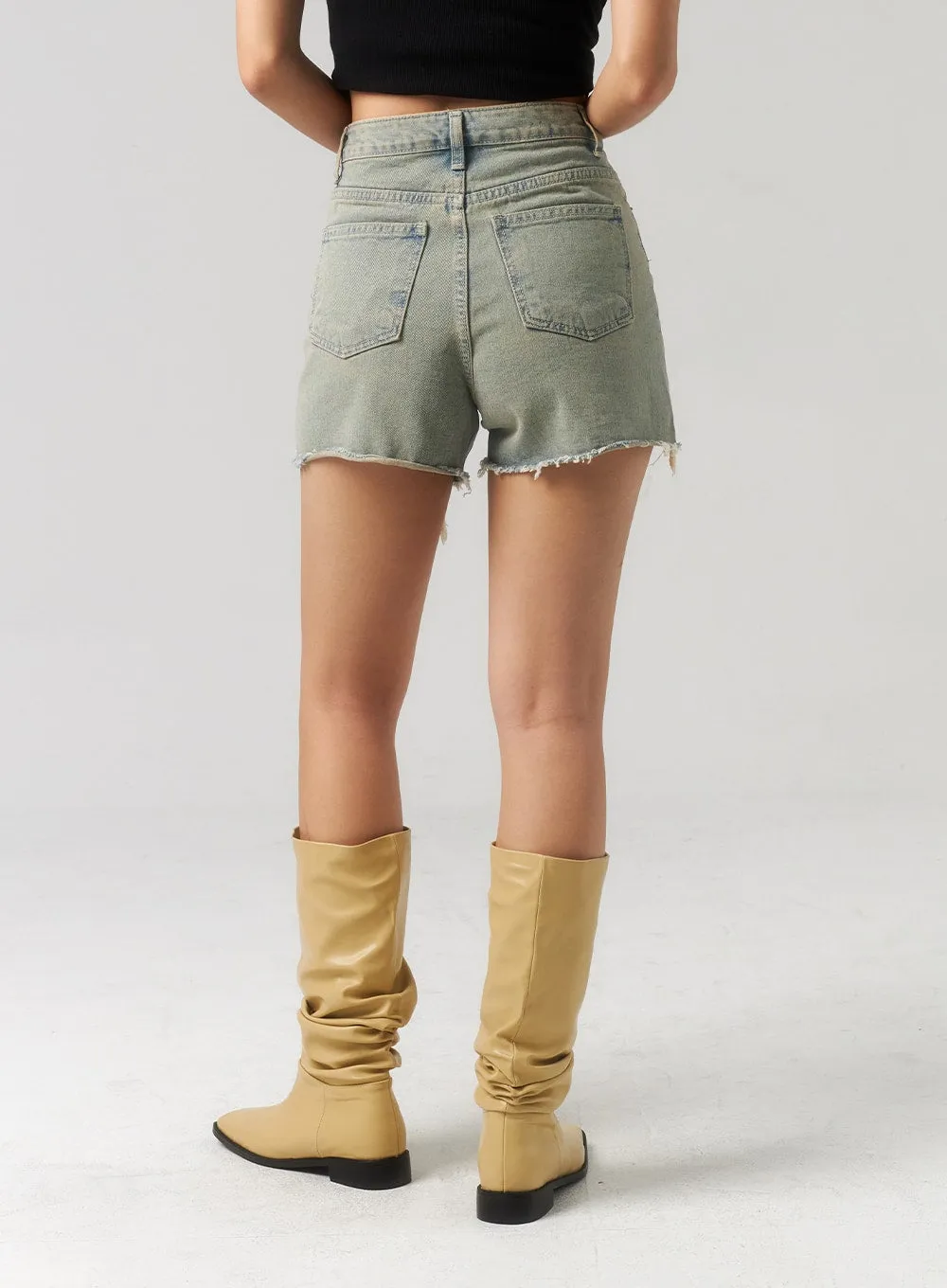 Light Ripped Denim Shorts CU327