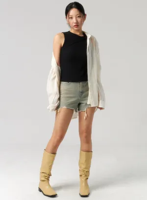 Light Ripped Denim Shorts CU327