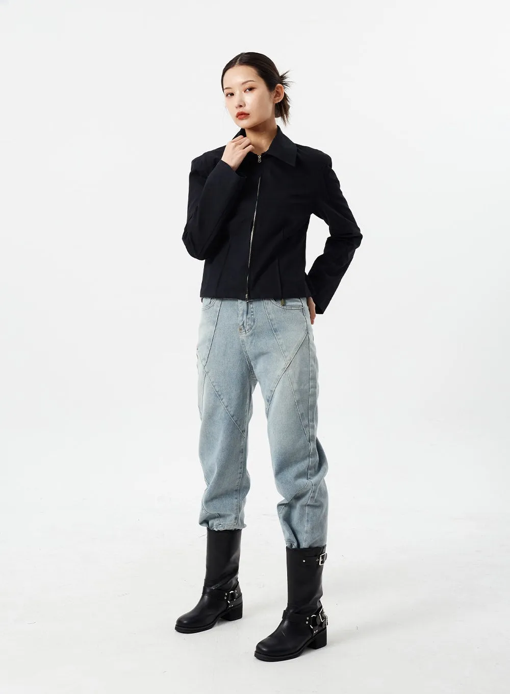 Light Wash Straight Leg Jeans CM307