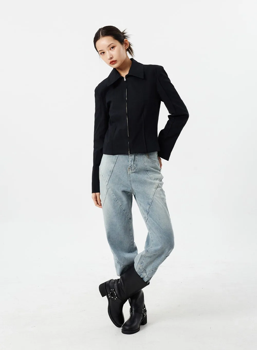 Light Wash Straight Leg Jeans CM307