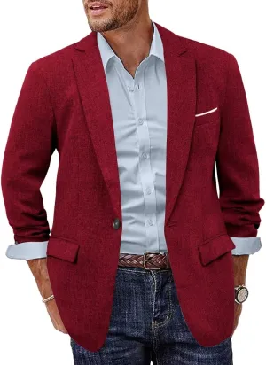 Linen Suit Coat Men One Button Sport Coat and Blazer Jackets Slim Fit Beach Wedding Suit for Men Fashion