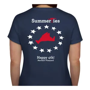Martha's Vineyard 4th of July Ladies V-Neck T-Shirt - Short Sleeve