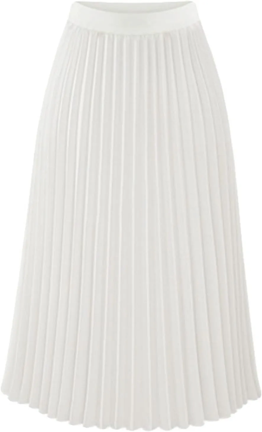 Maxi Skirts for Women Summer Casual Elastic High Waisted Pleated Skirt Flowy Solid Color Chiffon Swing A Line Skirt