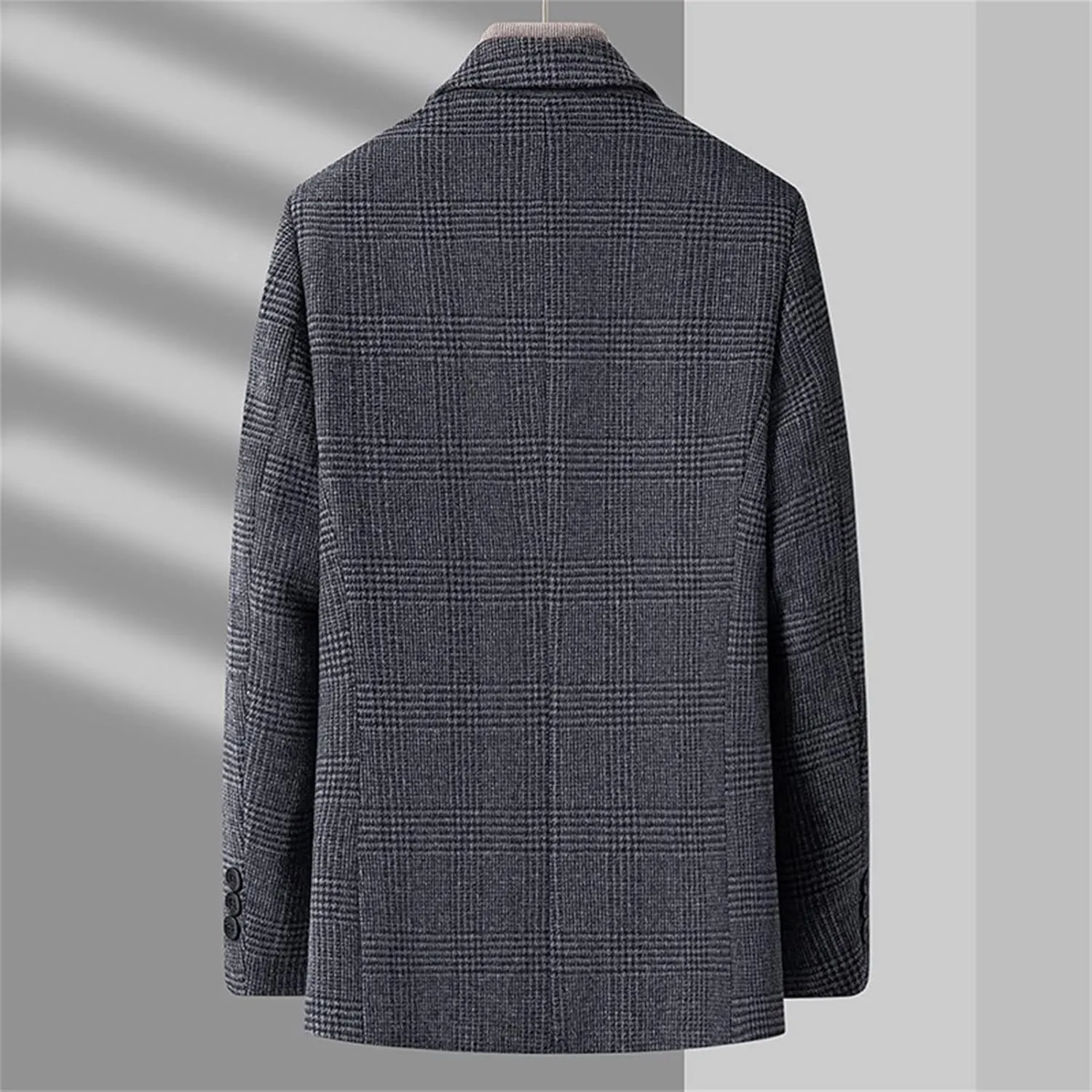 Mens Plaid Wool Blend Sport Coat Vintage Checked 2 Button Suit Jackets Slim Fit Single Breasted Blazer Overcoats