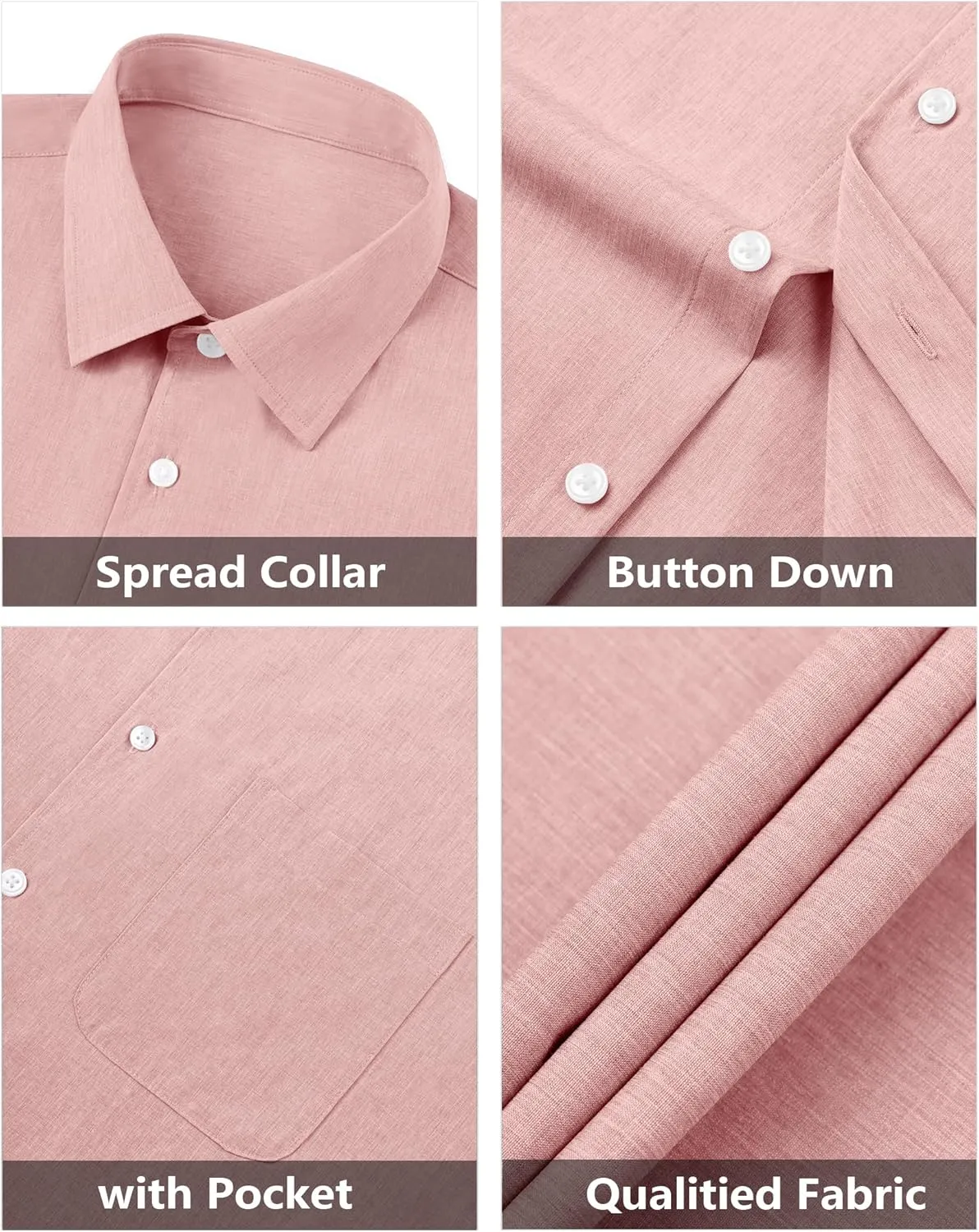 Mens Short Sleeve Button Down Shirts Casual Linen Shirts Button Up Wrinkle Free Beach Summer Vacation Wedding Tops