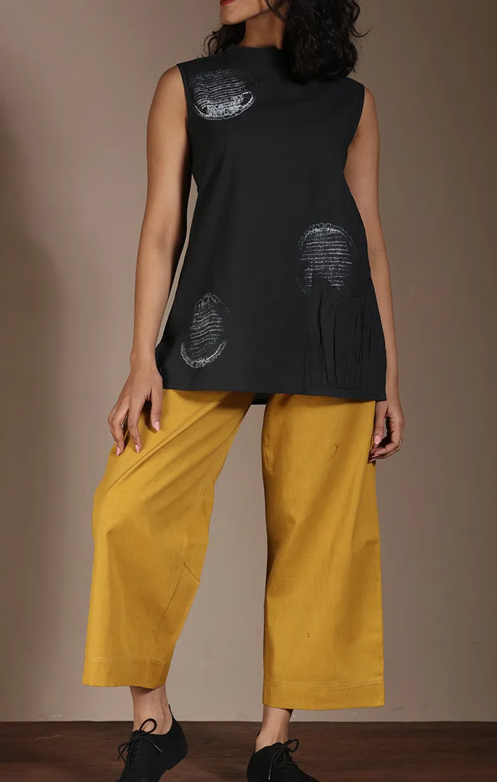 Mustard Wide Leg Straight Pants - Twill