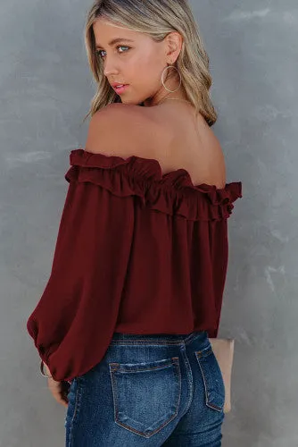 Off shoulder ruffle top