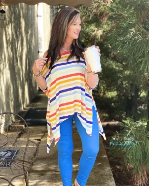 Over The Rainbow Stripe Off The Shoulder Top