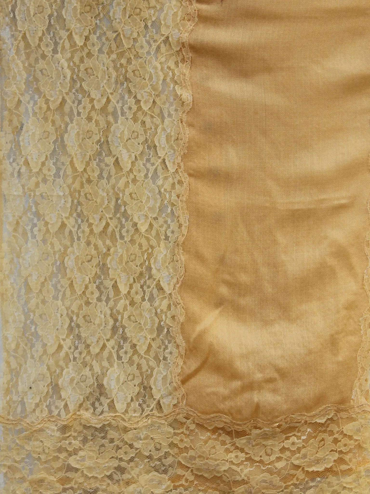 Peach Lace Work Fine Woolen Cashmere Stole - S6317175
