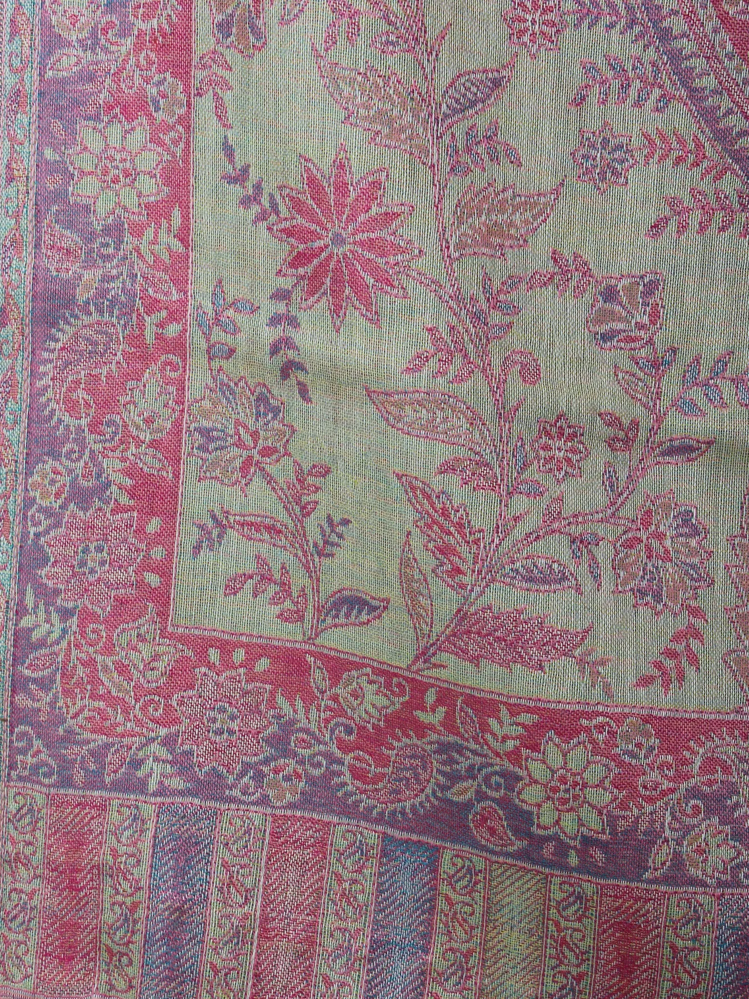 Pink Ivory Pure Wool Jamawar Stole from Kashmir - S6317098