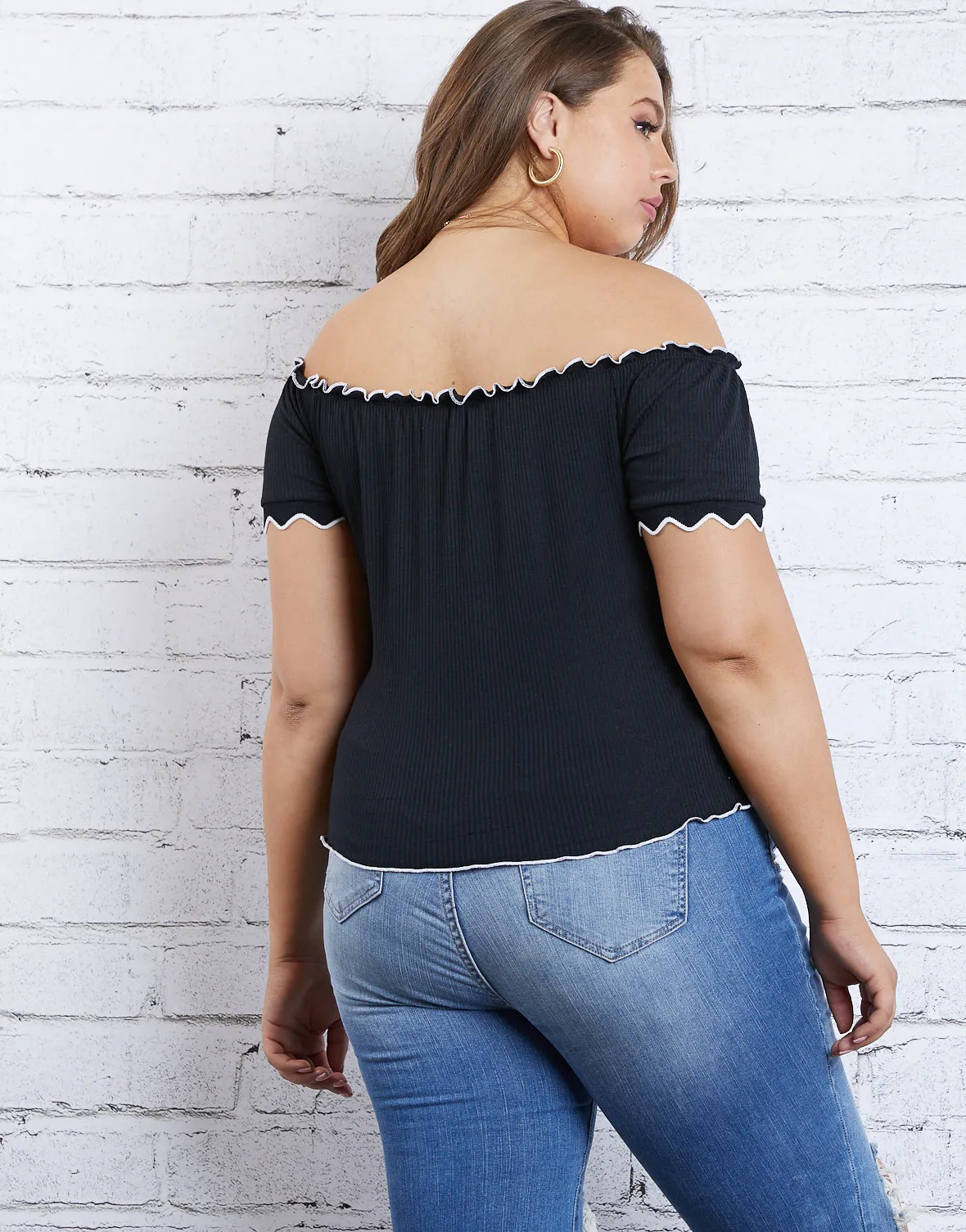 Plus Size Making Waves Off The Shoulder Top