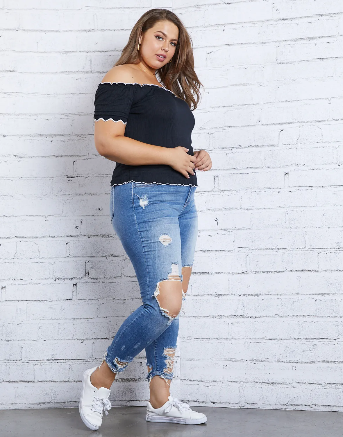 Plus Size Making Waves Off The Shoulder Top