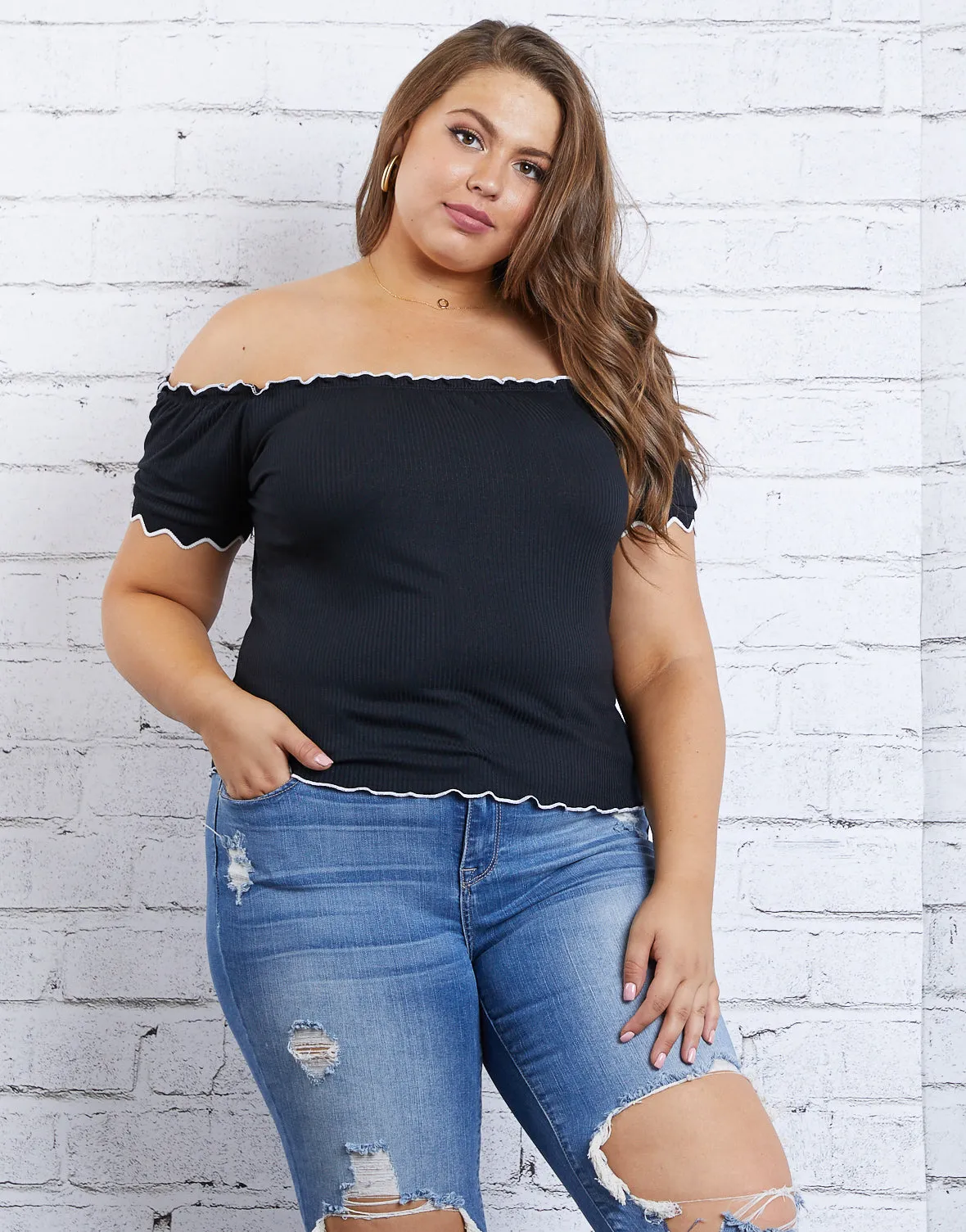 Plus Size Making Waves Off The Shoulder Top