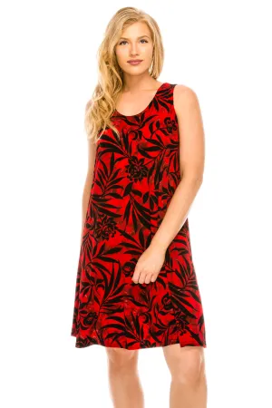 Plus Size Print Missy Tank Dress- 7003BN-TXP1-W173