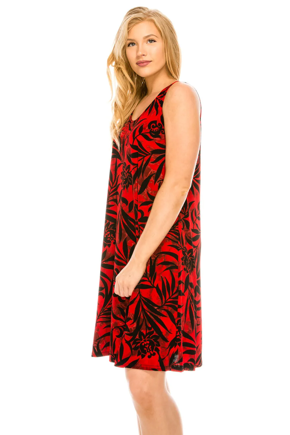 Plus Size Print Missy Tank Dress- 7003BN-TXP1-W173