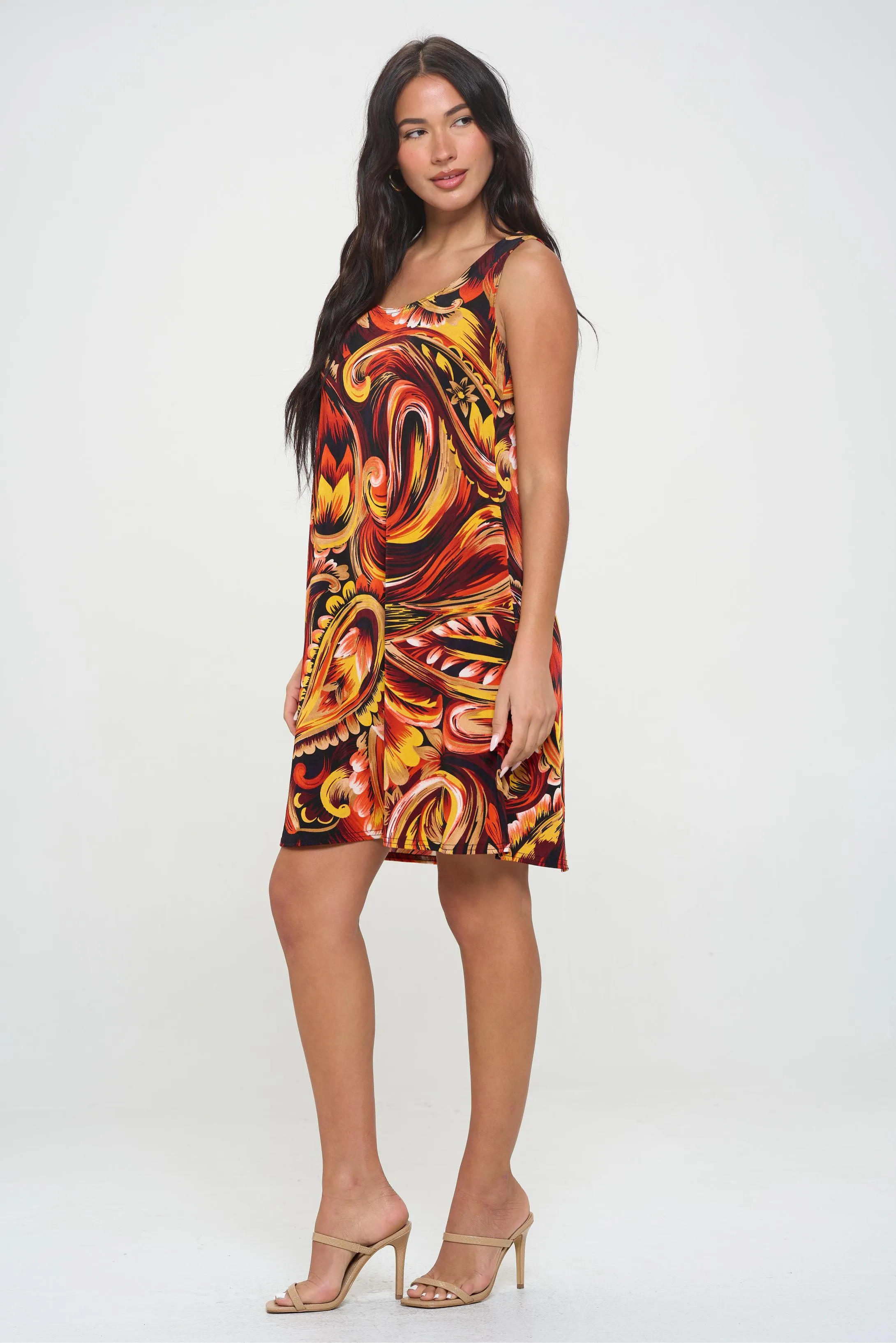 Plus Size Print Missy Tank Dress- 7003BN-TXP1-W435