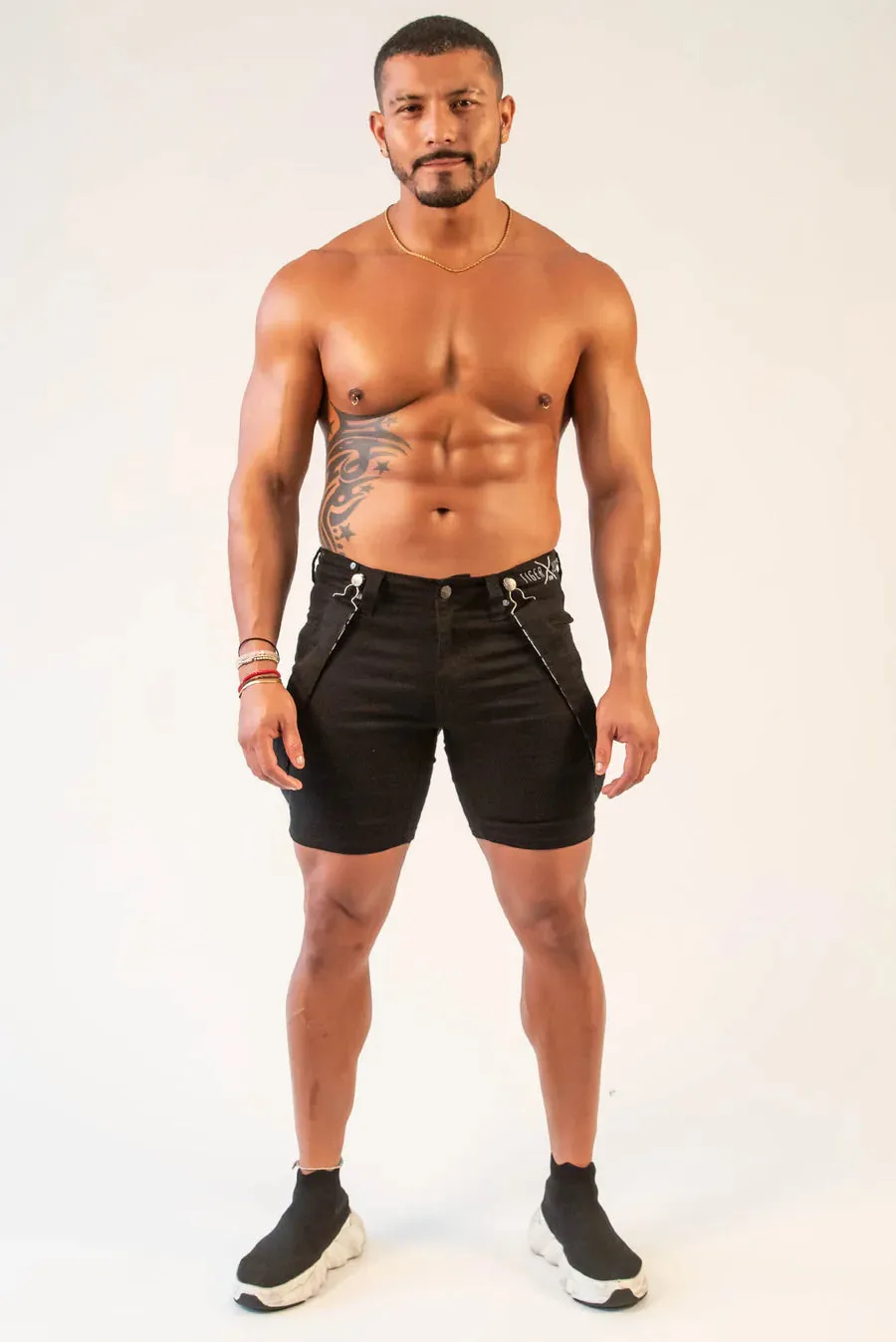 Romey Strapped Shorts (Double Black)