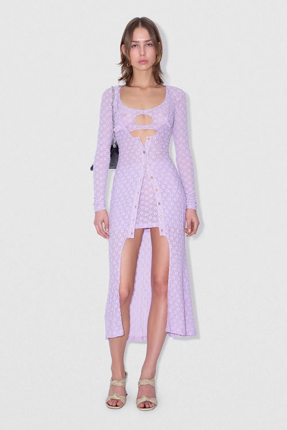 Rubi Mini Skirt Lilac Floral Lace
