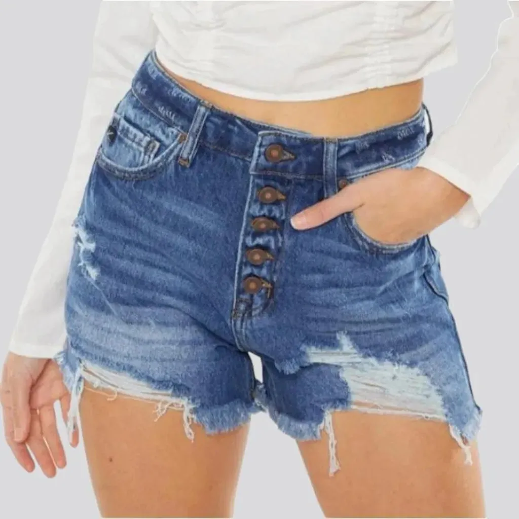 Sanded jean shorts
 for ladies