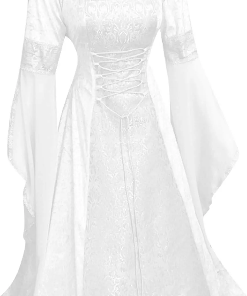 SHOPESSA Women's Gothic Dress with Hood Medieval Costume Corset Renaissance Dress Victorian Dress