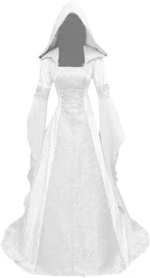 SHOPESSA Women's Gothic Dress with Hood Medieval Costume Corset Renaissance Dress Victorian Dress