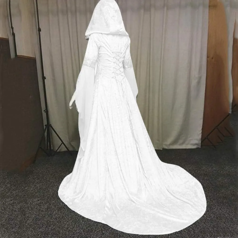 SHOPESSA Women's Gothic Dress with Hood Medieval Costume Corset Renaissance Dress Victorian Dress