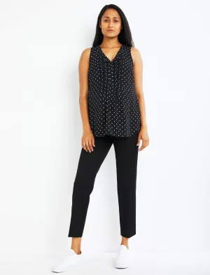 Side Panel Twill Straight Leg Maternity Pants in Black