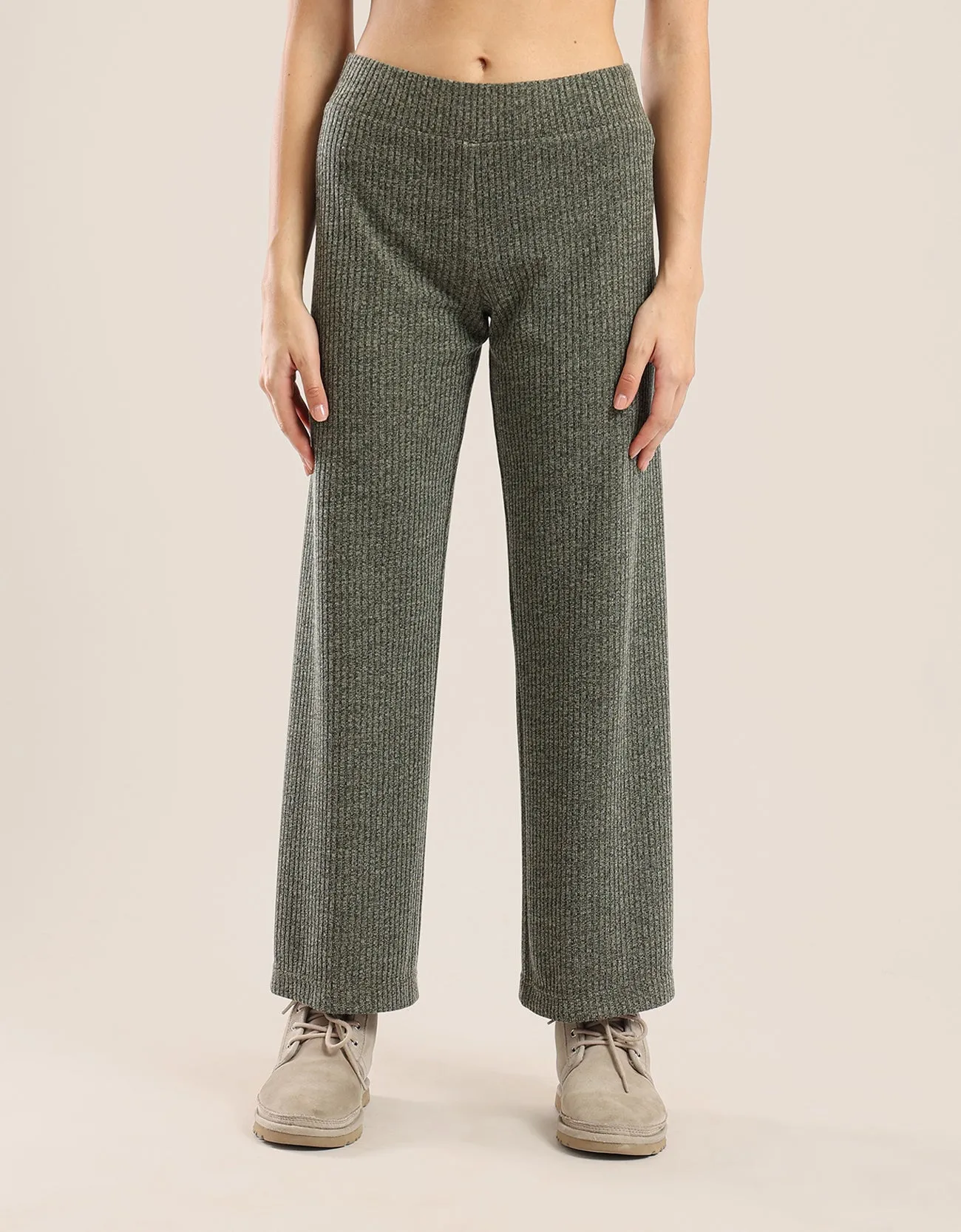 Straight leg pants in ribbed tricot