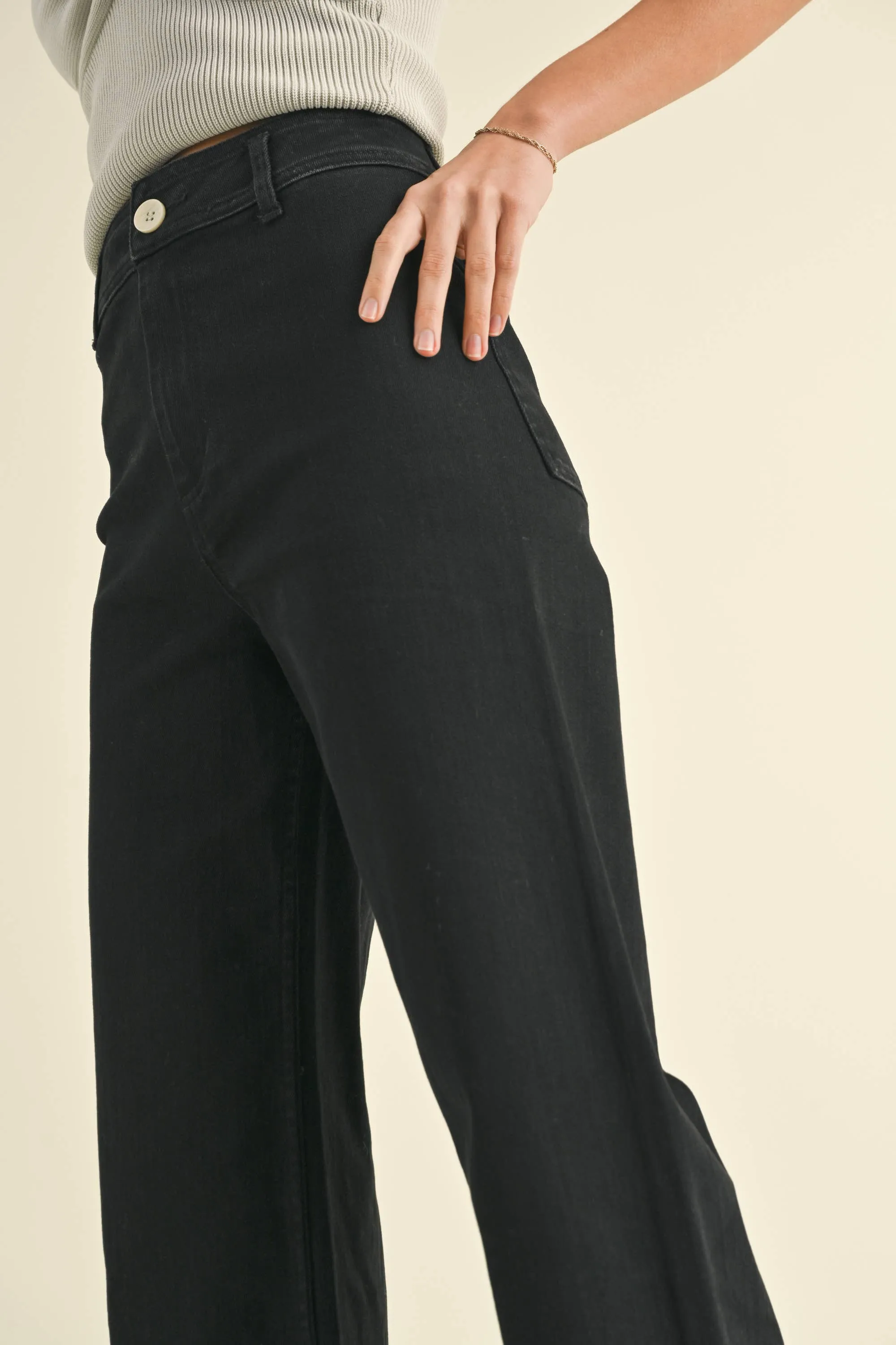 STRAIGHT WIDE LEG DENIM PANTS - FINAL SALE