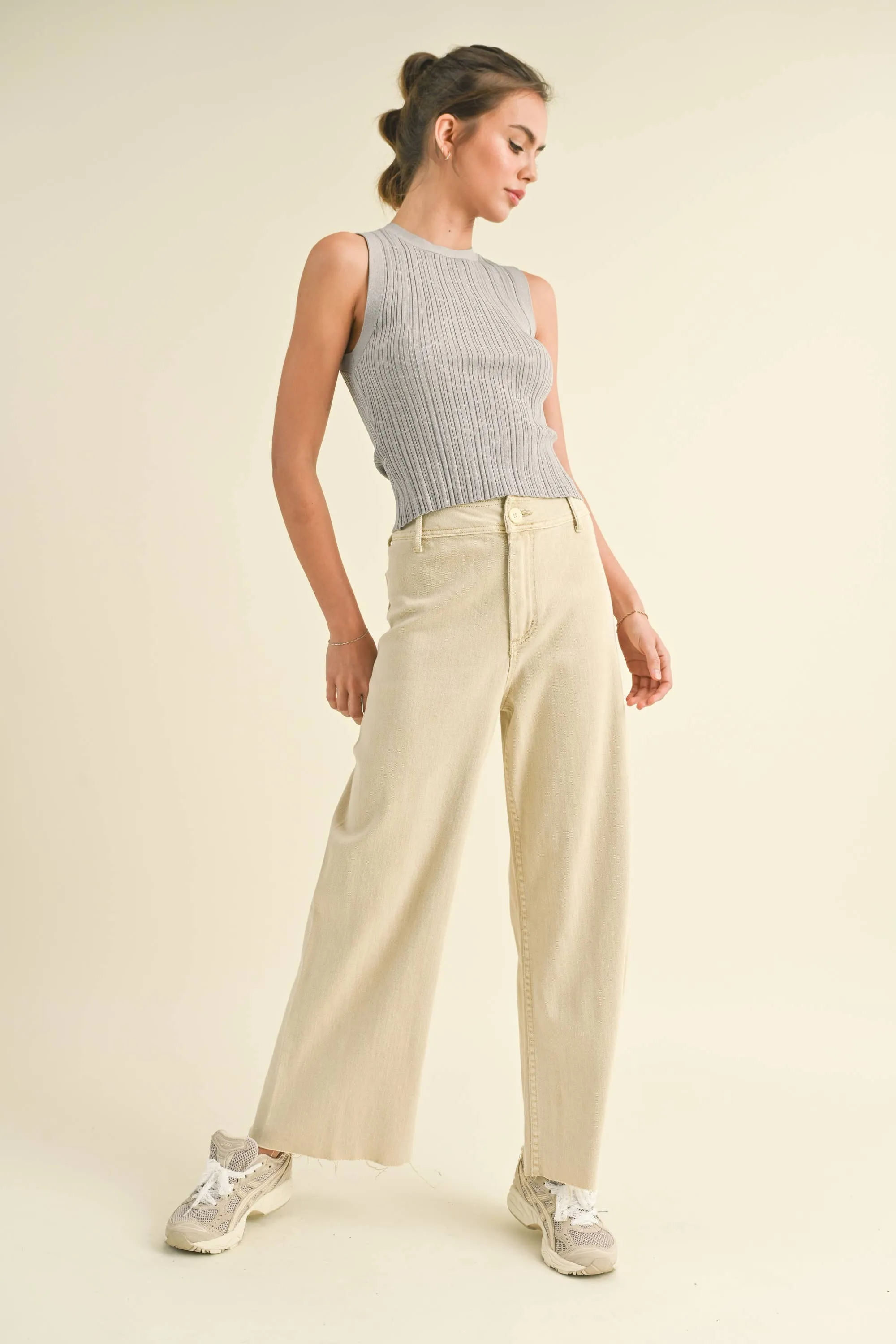 STRAIGHT WIDE LEG DENIM PANTS - FINAL SALE
