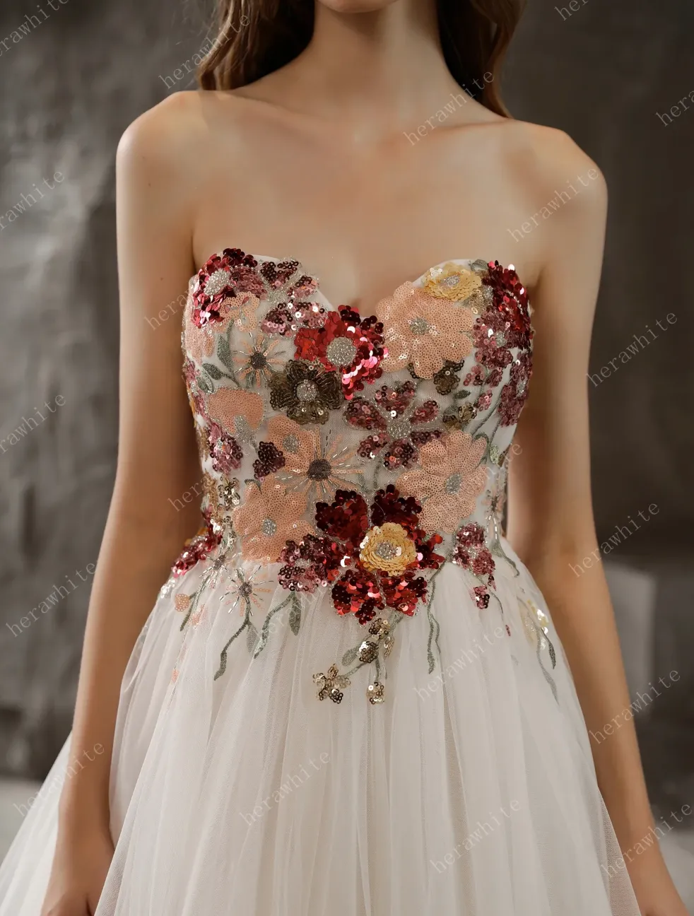 Strapless Princess A-Line Bridal Gown with Tulle Skirt