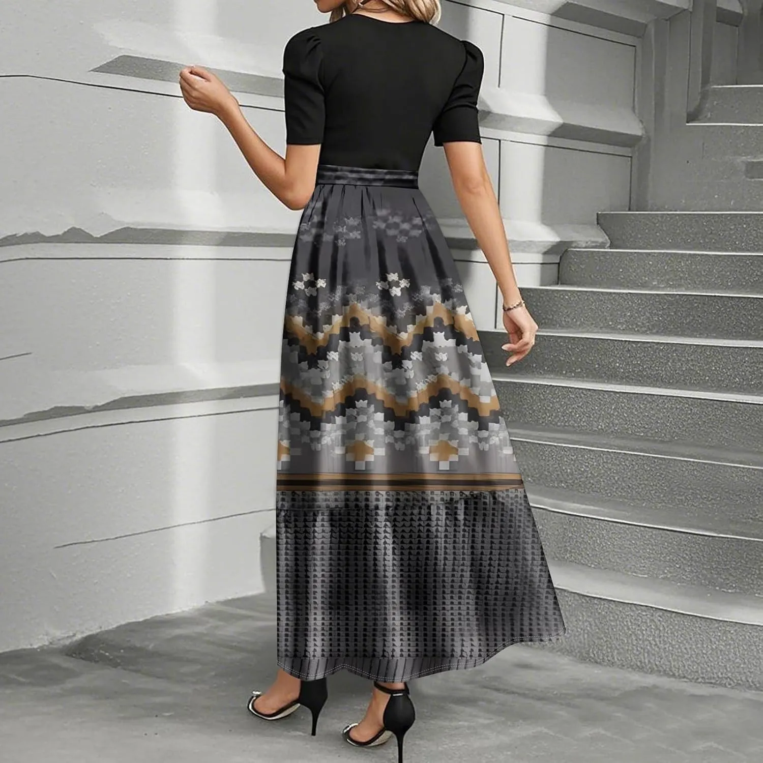 Summer Beach Vacation Clothes Spring Dresses for Women 2025 Short Sleeve Elegant Tie Waist Flowy Maxi Dress