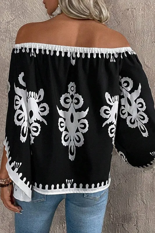 Take The Day Off Black Off Shoulder Top