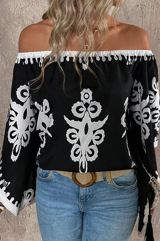 Take The Day Off Black Off Shoulder Top