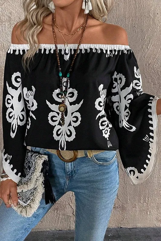 Take The Day Off Black Off Shoulder Top