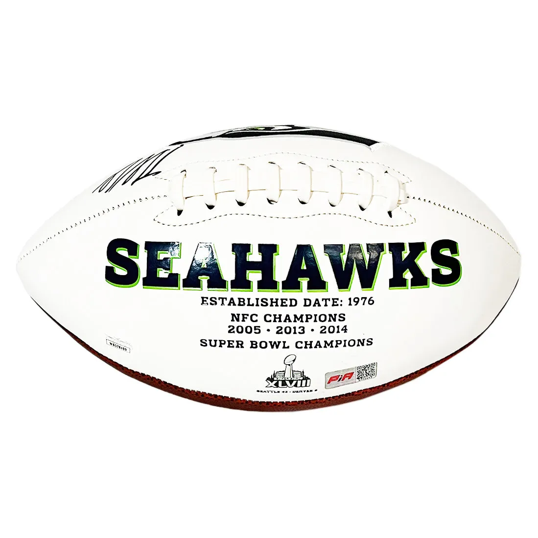Tariq Woolen Signed Seattle Seahawks Official NFL Team Logo White Football (JSA)