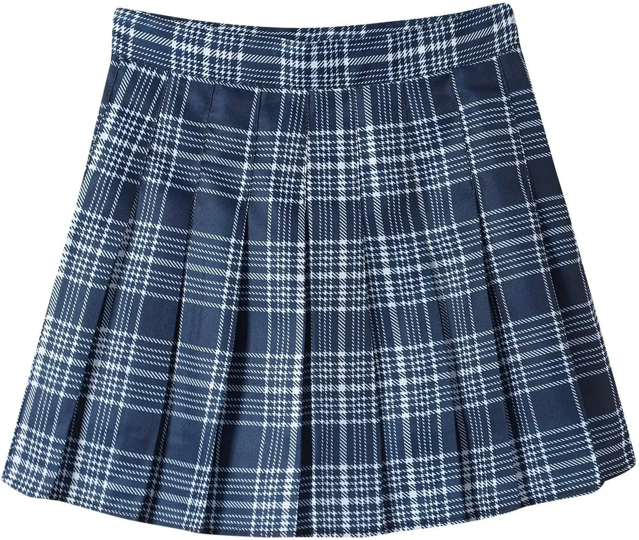 Teen Girls Pleated Mini Skirt Preppy Plaid Skirts Elastic High Waisted Uniform Skirt Plus Size Tartan Skirts for School Girl