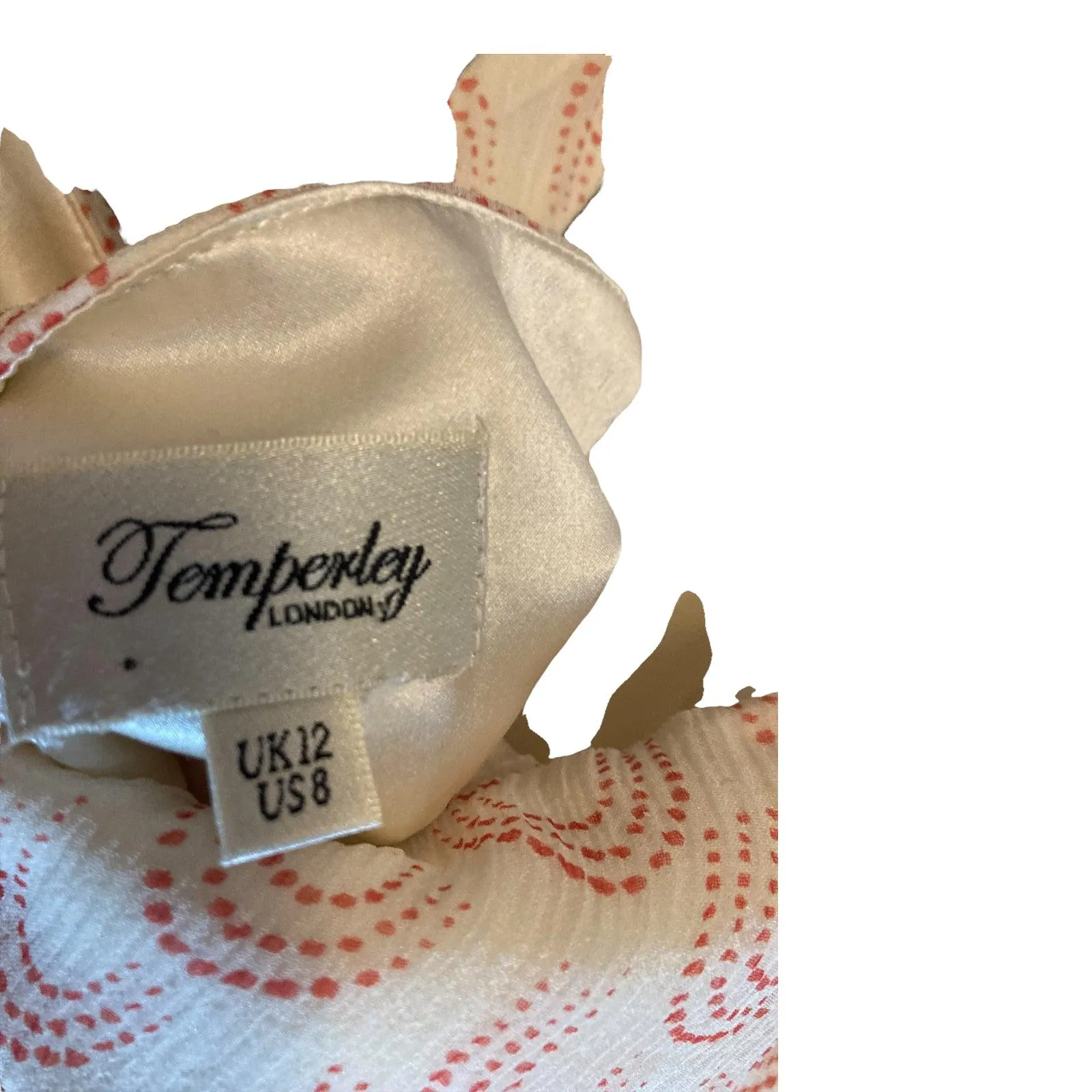 Temperley Silk Cream and Peach Sleeveless Dress UK Size 12