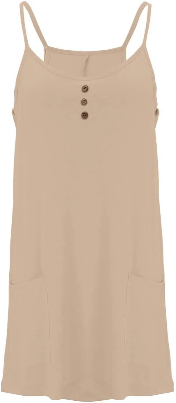 Tennis Dress for Women Built-in Shorts Casual Sleeveless Spaghetti Strap Sundress Workout Athletic Dress with Pocket