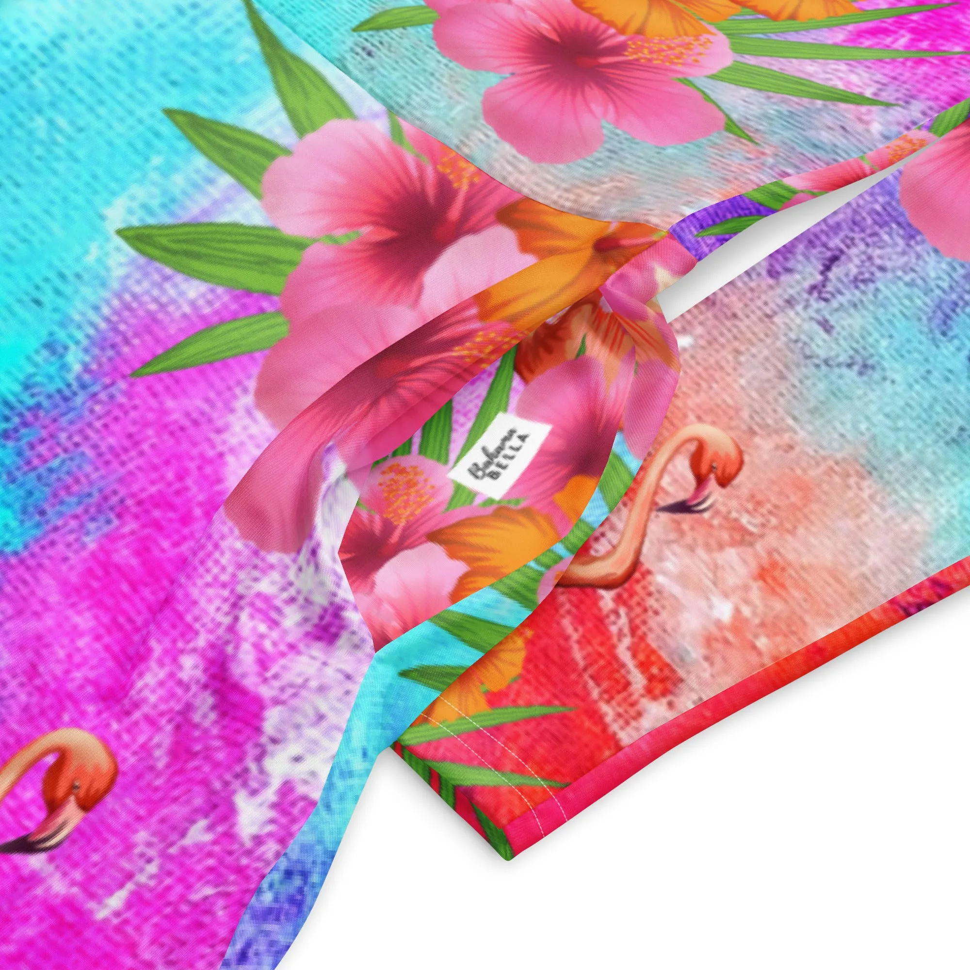 Watercolor Tropical Flamingos Long Sleeve Midi Dress