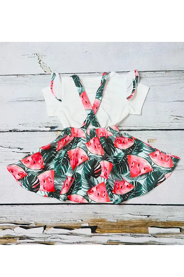 Watermelon short sleeve top & skirts girls outfit sets 230125M