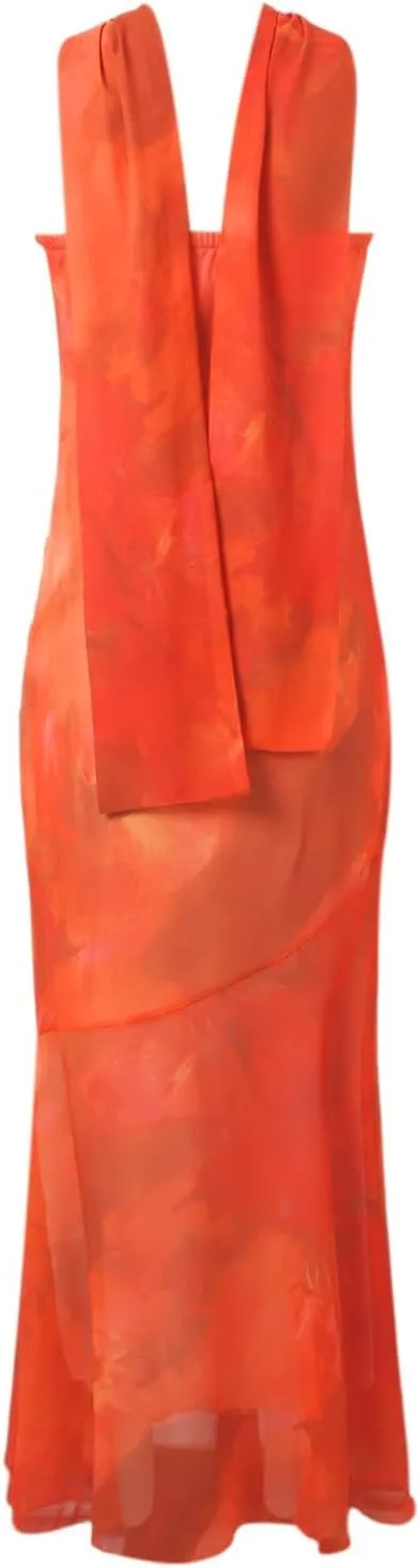 Women 2025 Summer Strapless Bodycon Midi Dress with Scarf Off Shoulder Strapless Side Slit Tube Long Club Party Dresses