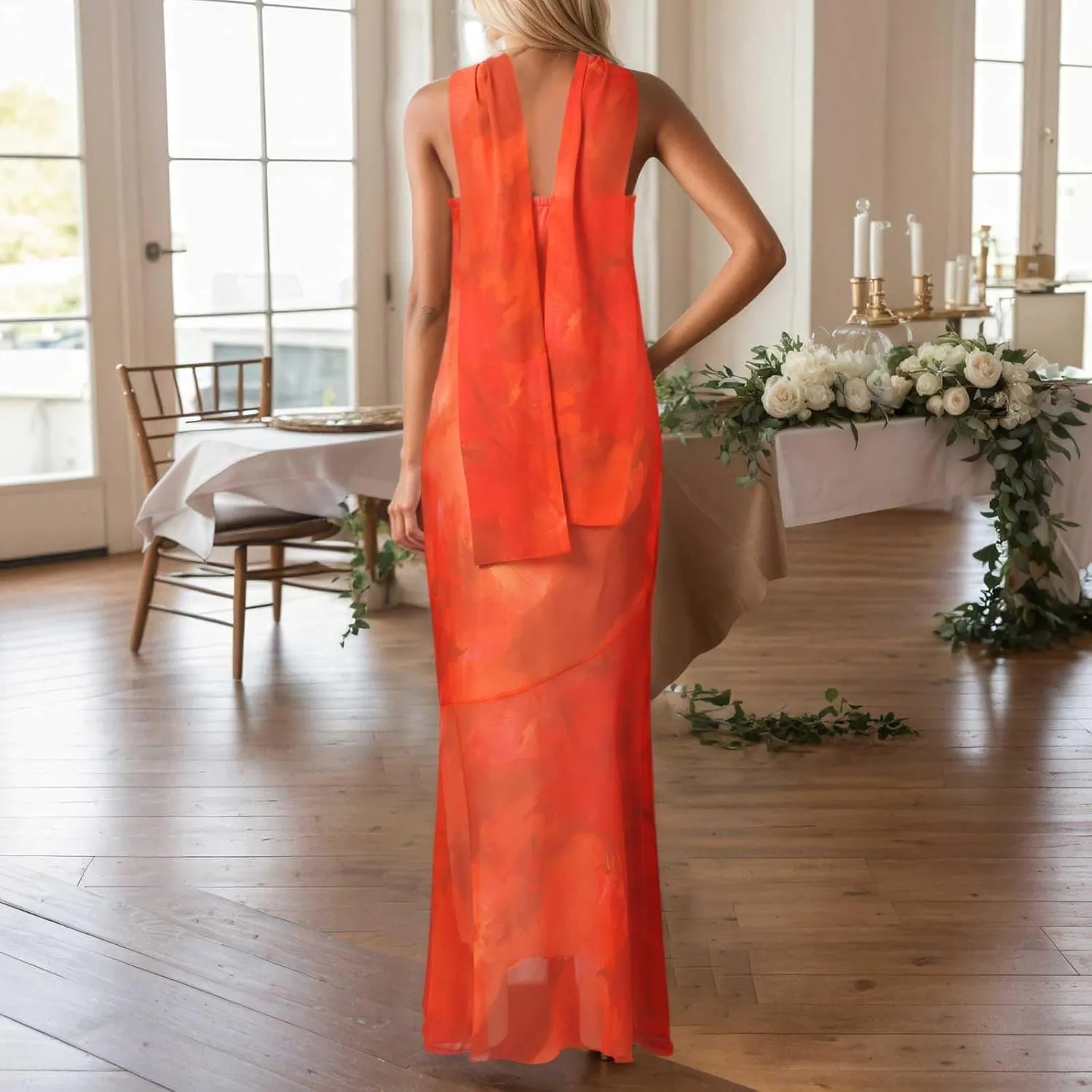 Women 2025 Summer Strapless Bodycon Midi Dress with Scarf Off Shoulder Strapless Side Slit Tube Long Club Party Dresses