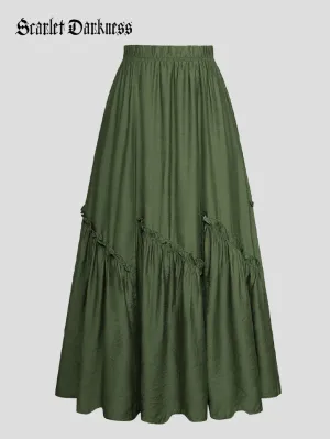Women Renaissance Tiered Swing Pocket Maxi Skirt