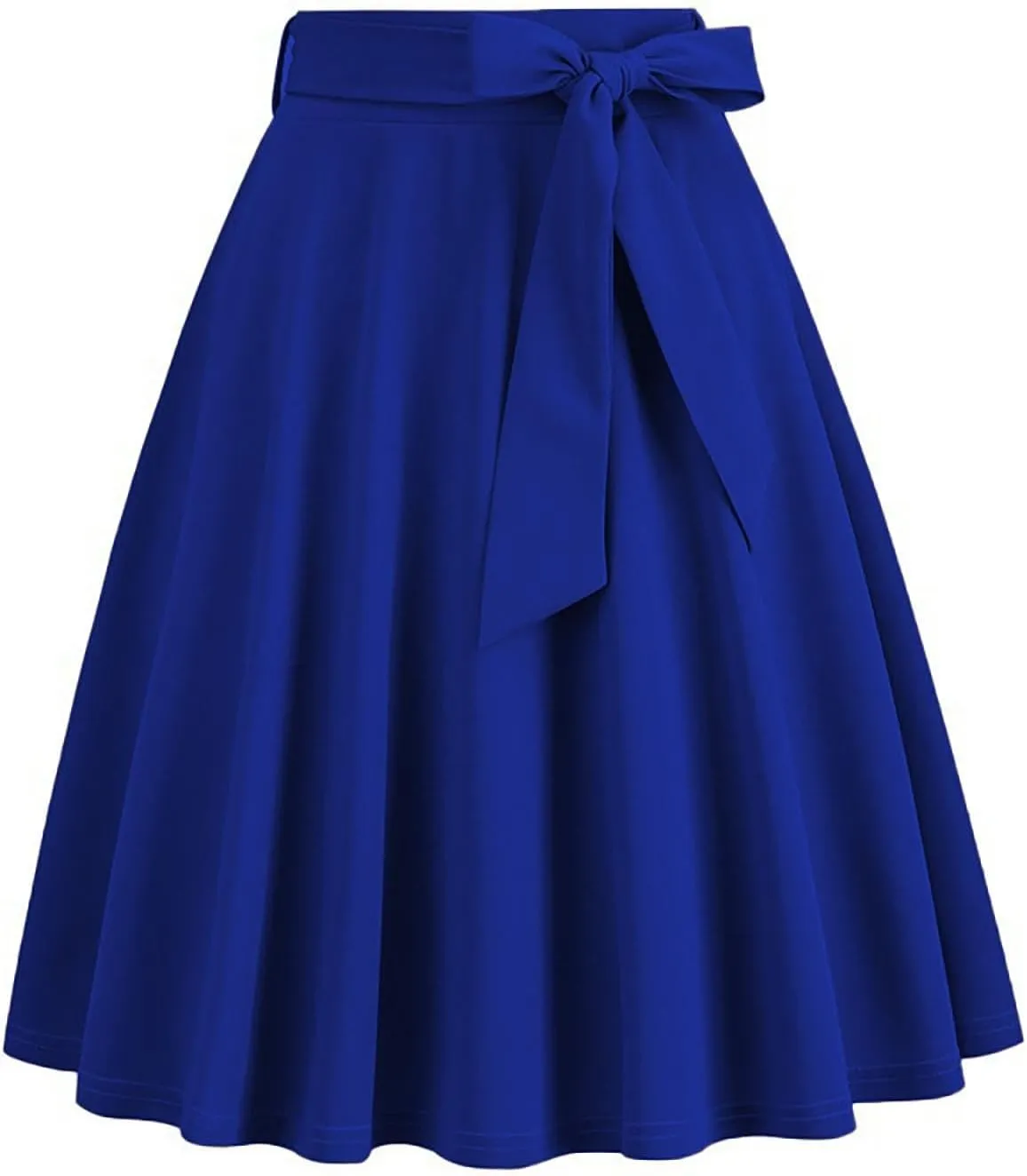 Women's A-Line Swing Vinage Skirts Bow Tie Front High Waist Skater Flared Midi Skirt Evening Gown Prom Skirt