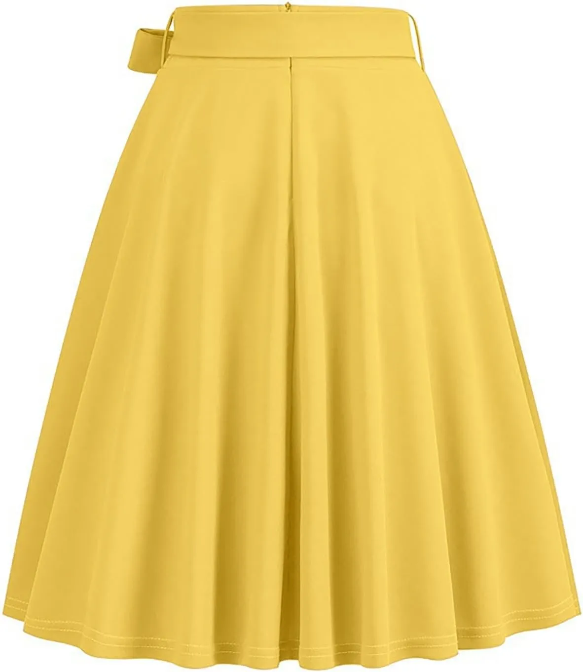 Women's A-Line Swing Vinage Skirts Bow Tie Front High Waist Skater Flared Midi Skirt Evening Gown Prom Skirt